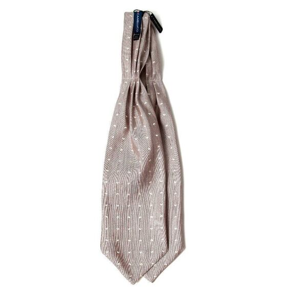 Mens Cravat Ascot NWT Champagne ornament 100%Silk A228 Wedding tie Gift Box